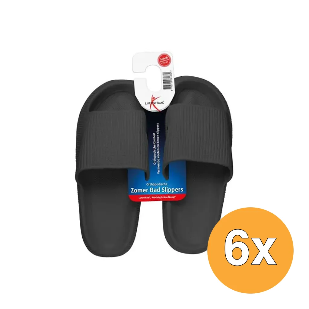 6x Lucovitaal Orth. Badslippers 39-40 Zwart (1 paar)