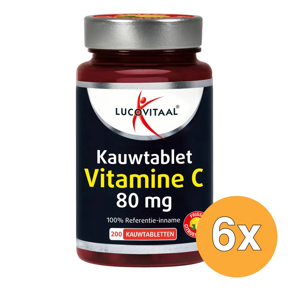 6x Lucovitaal Vitamine C 80mcg Kauwtablet Citroen (200 tabletten)