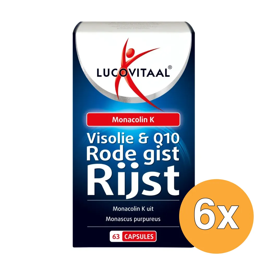 6x Lucovitaal Rode Gist Rijst + Visolie & Q10 (63 capsules)