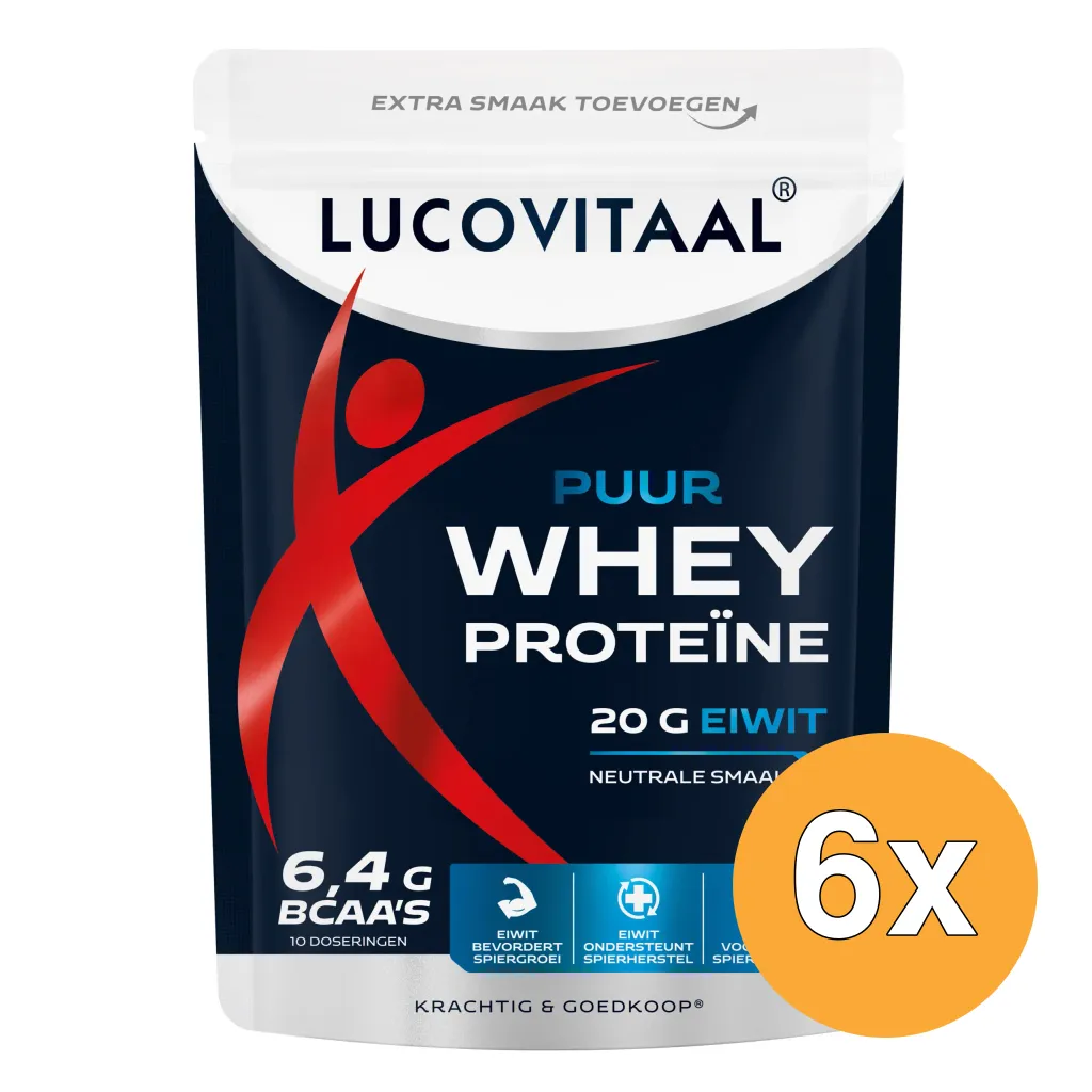 6x Lucovitaal Proteïne Whey poeder Puur (Vega) (250 gr)