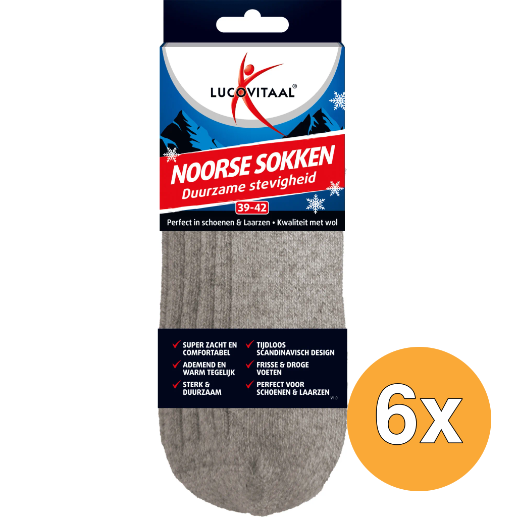6x Lucovitaal Noorse sokken 39-42 (1 paar)