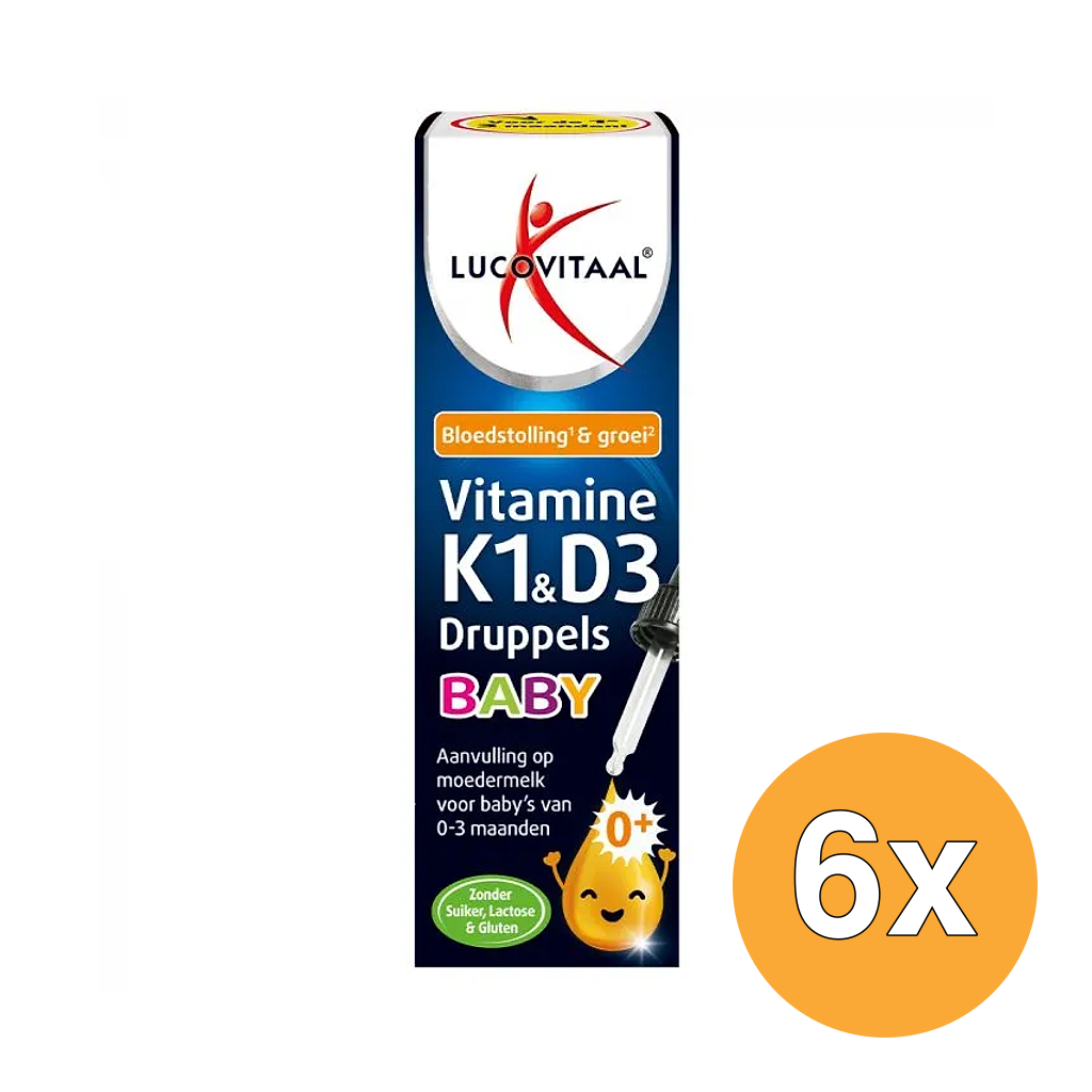 6x Lucovitaal K1 & D3 Vitamine Druppels Baby (14,5 ml)