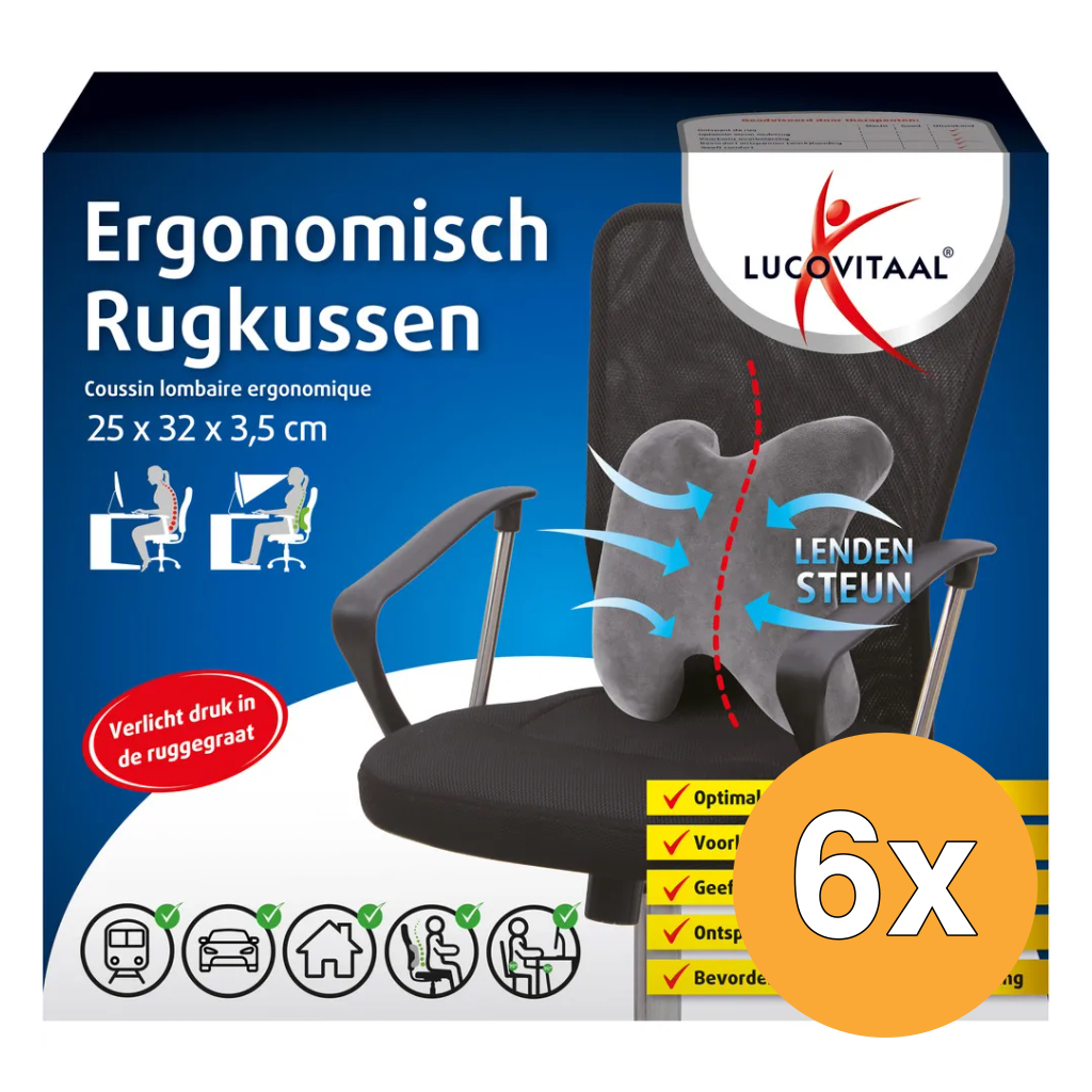 6x Lucovitaal Ergonomische Rugkussen (1 stuk)