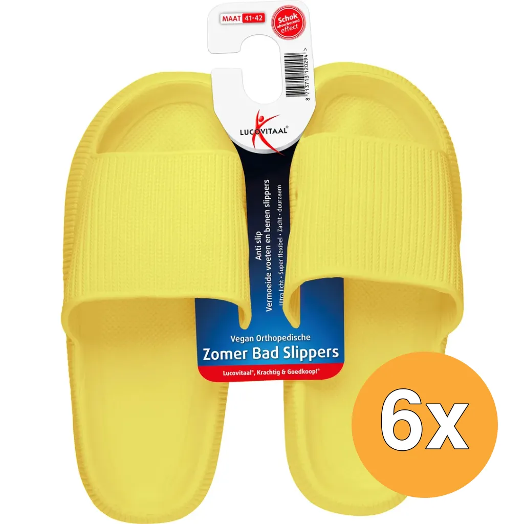 6x Lucovitaal Orth. Badslippers 41-42 Geel (1 paar)