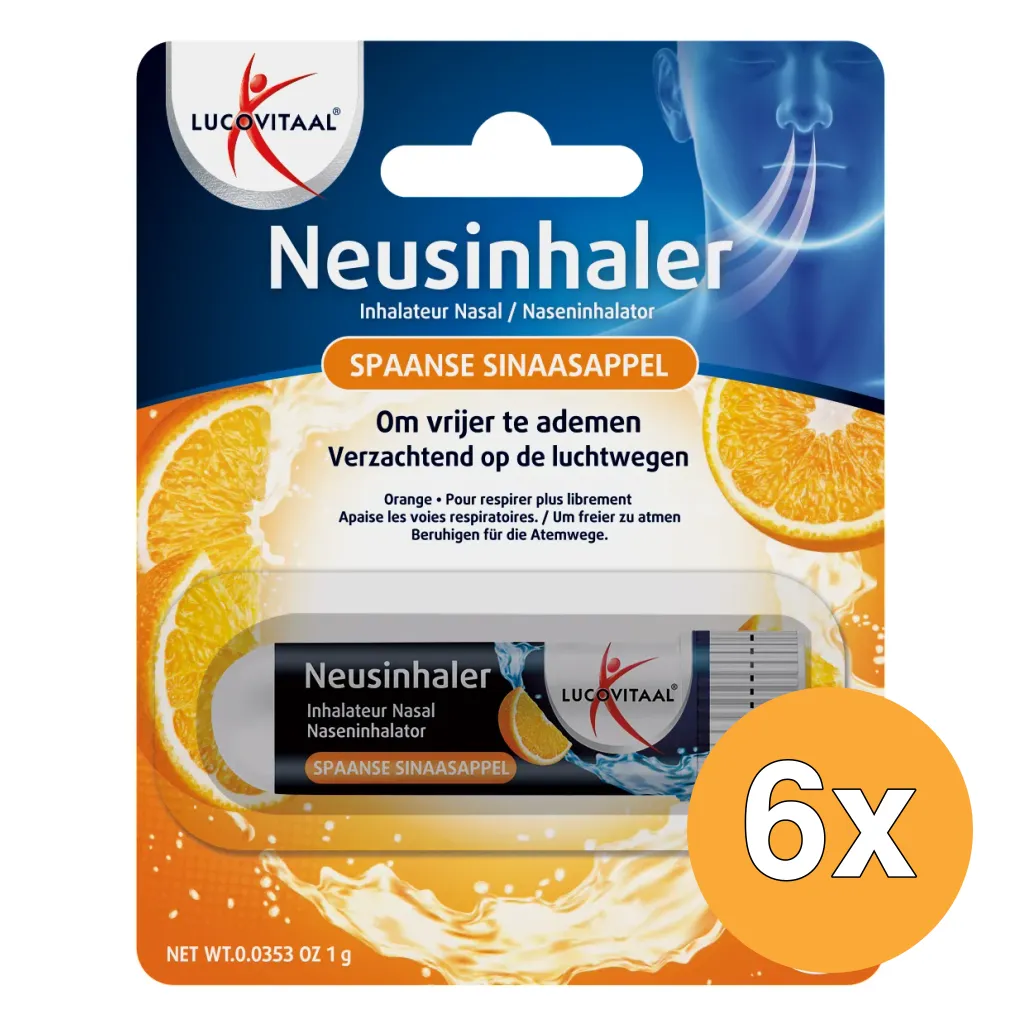 6x Lucovitaal Neusinhaler Vrijer Ademen Spaanse Sinaasappel (1 gr)