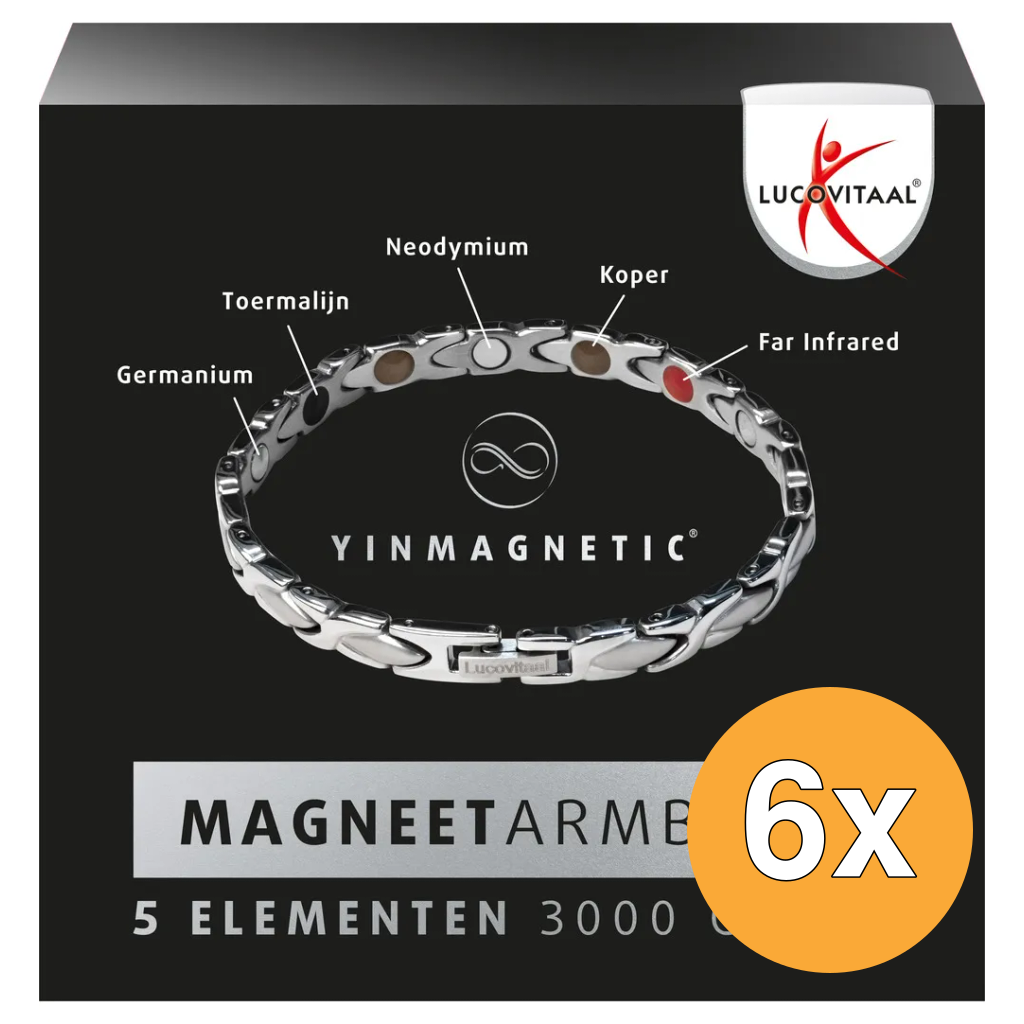 6x Lucovitaal Magneet Armband Zilver (1 stuk)