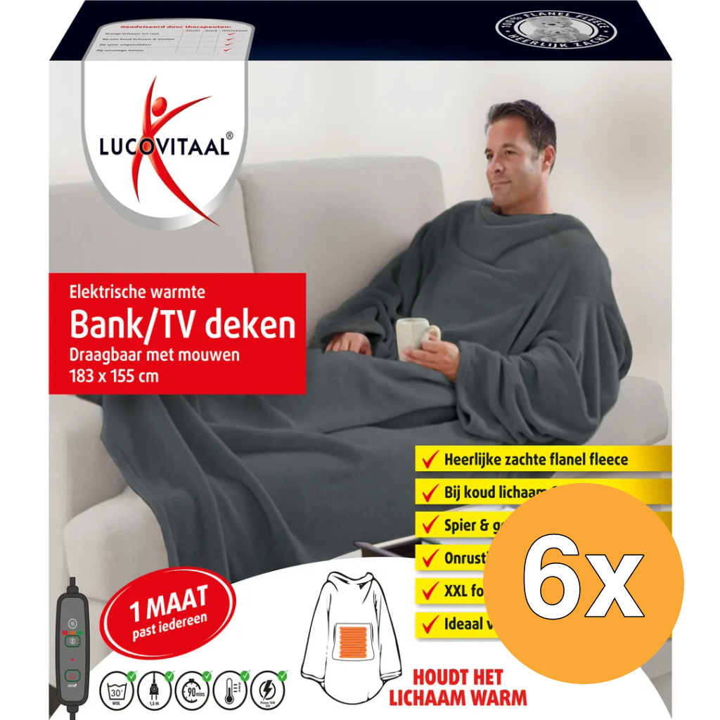 6x Lucovitaal Elekt. Warmte Bank/Tv Deken (1 stuk)