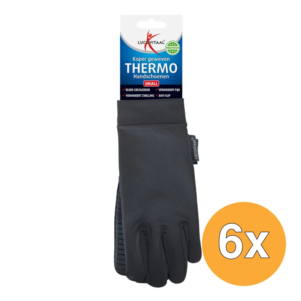 6x Lucovitaal Koper Thermo Handschoenen Small (1 paar)