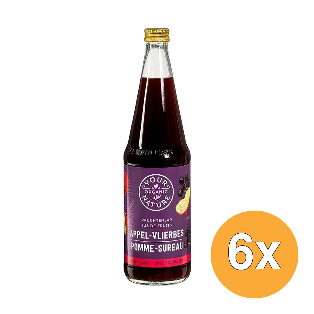 6x Your Organic Nature Vruchtensap Appel Vlierbessen (700 ml)