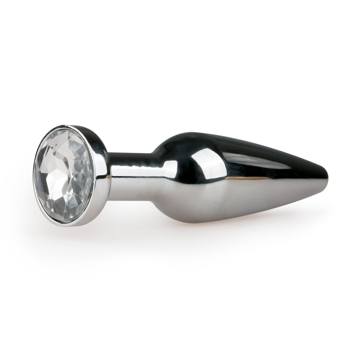 Easytoys Anal Collection - Metal Butt Plug with Clear Stone Medium Zilver (1 stuk)