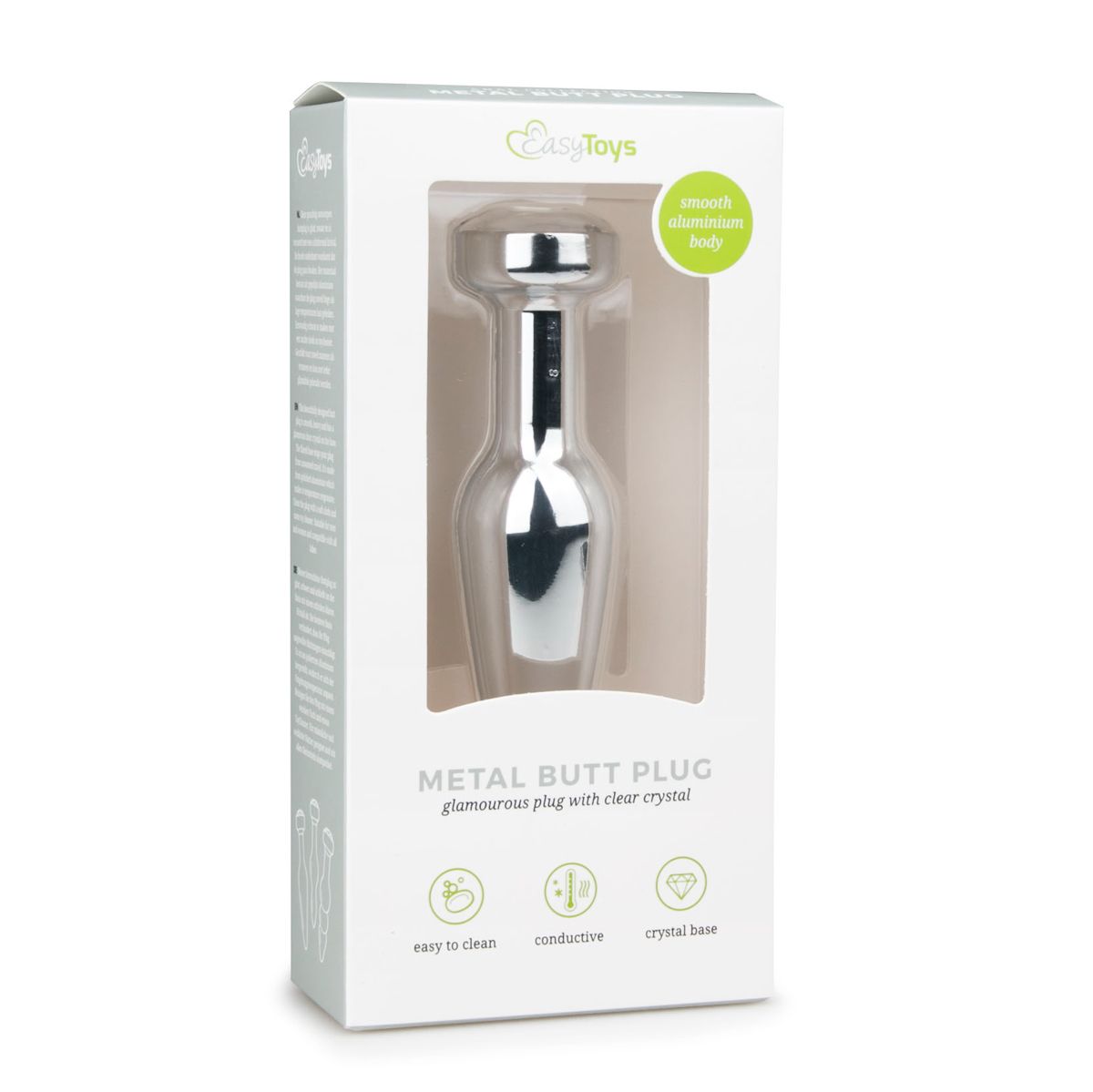 Easytoys Anal Collection - Metal Butt Plug with Clear Stone Medium Zilver (1 stuk)