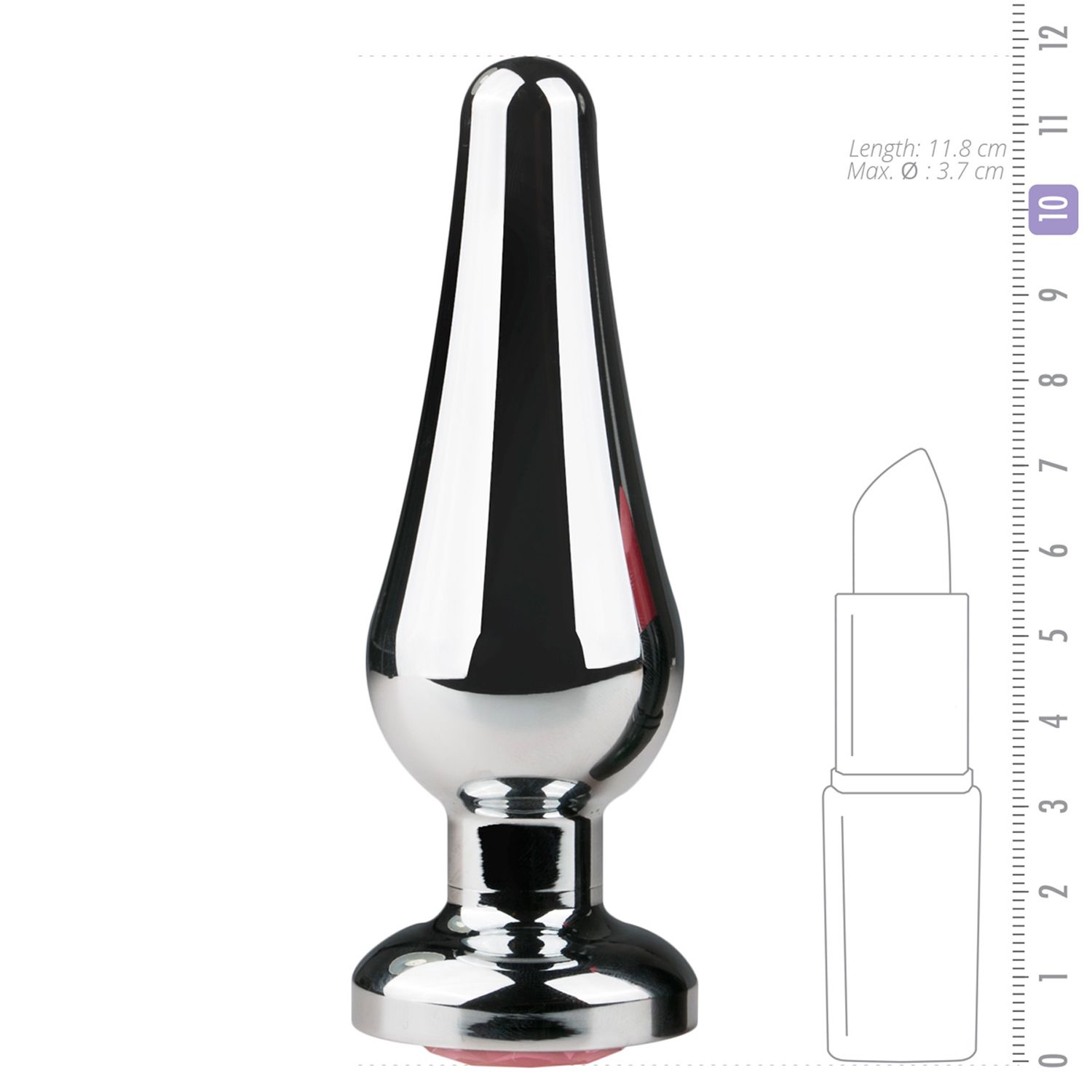 Easytoys Anal Collection - Pointy Metal Butt Plug with Pink Stone Roze (1 stuk) - image 3