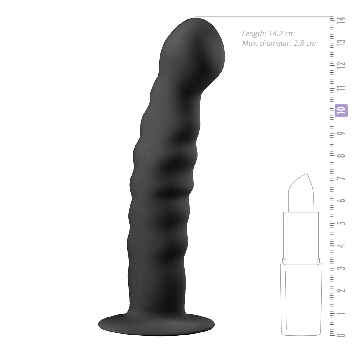 Easytoys Anal Collection - Ribbed Silicone Suction Cup Dildo Zwart (1 stuk) - image 2