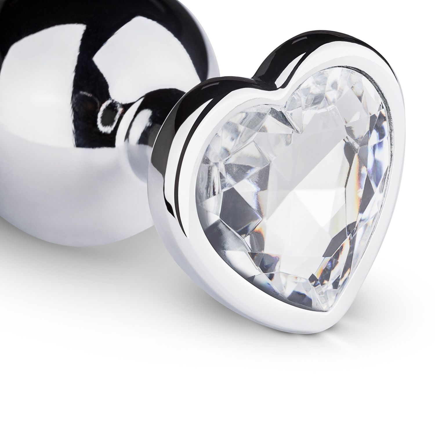 Easytoys Anal Collection - Metal Butt Plug with Pink Heart Stone Medium Zilver (1 stuk) - image 2