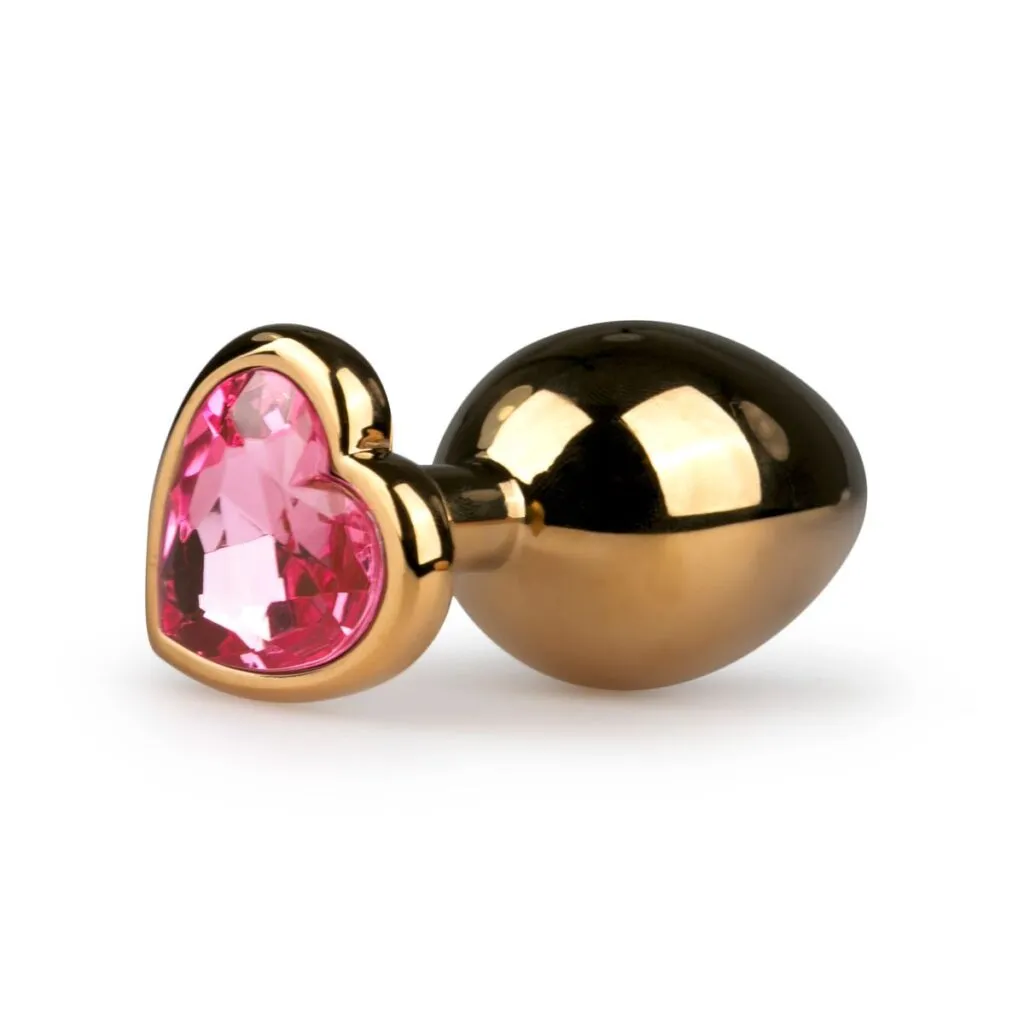 Easytoys Anal Collection - Metal Butt Plug with Pink Heart Stone Medium Goud (1 stuk)