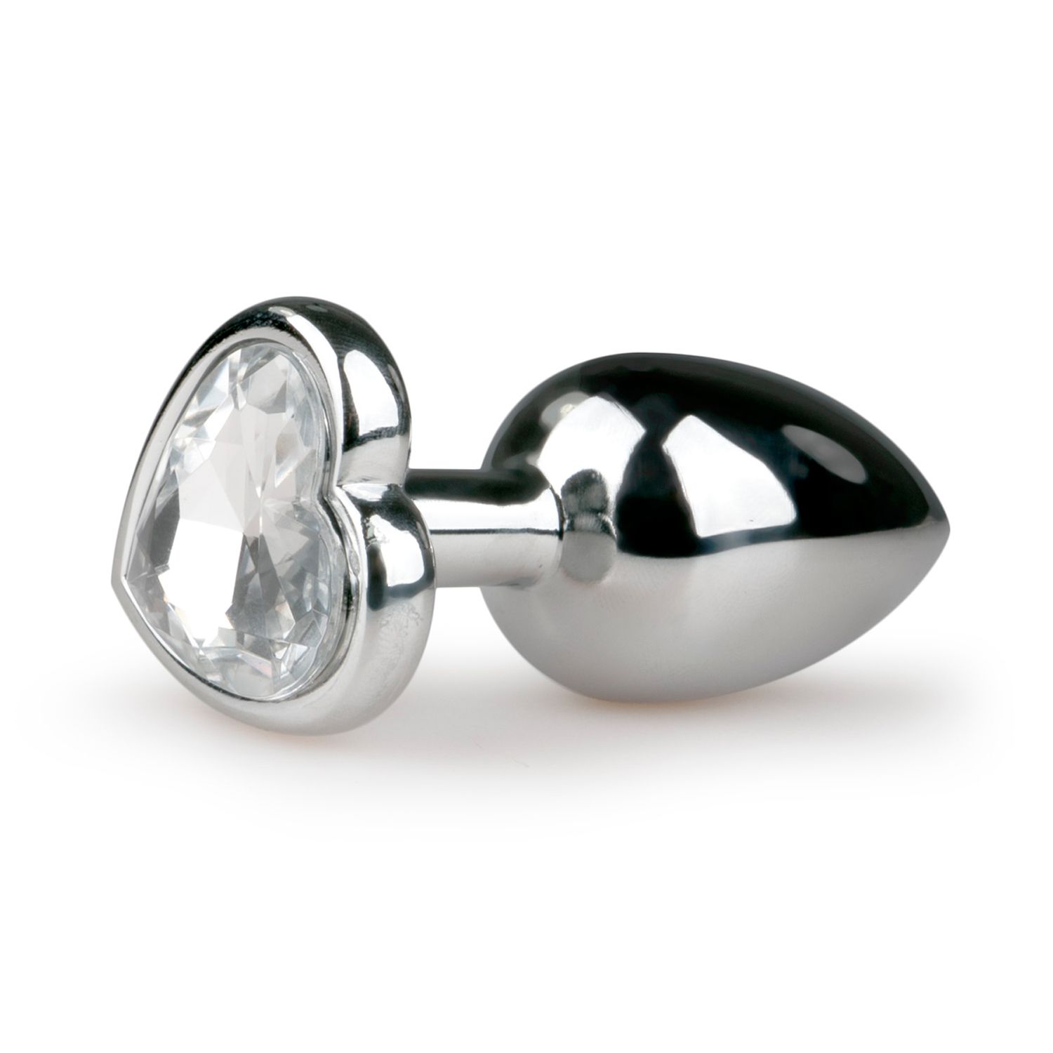 Easytoys Anal Collection - Metal Butt Plug with Pink Heart Stone Small Zilver (1 stuk)
