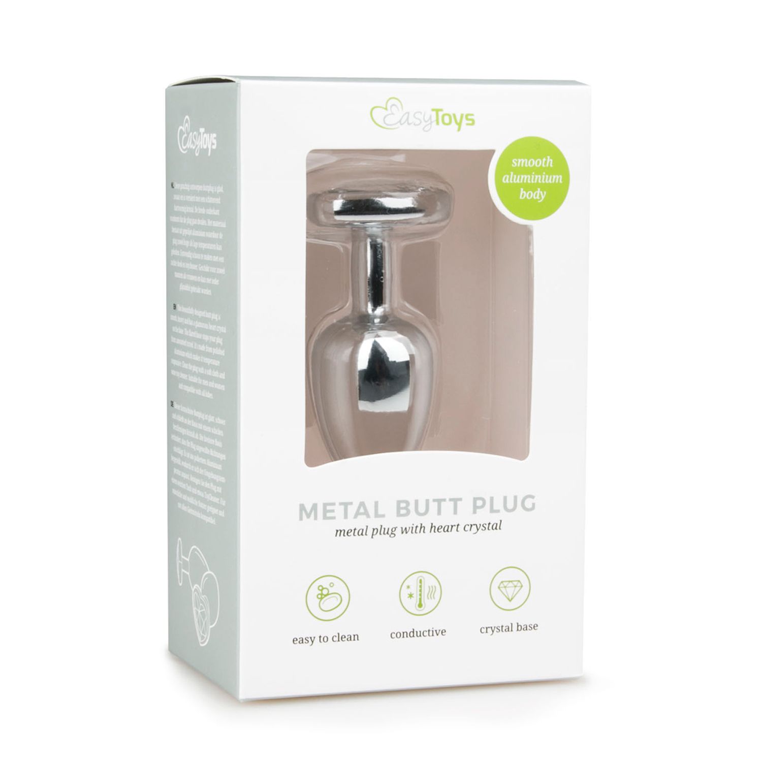 Easytoys Anal Collection - Metal Butt Plug with Pink Heart Stone Small Zilver (1 stuk)