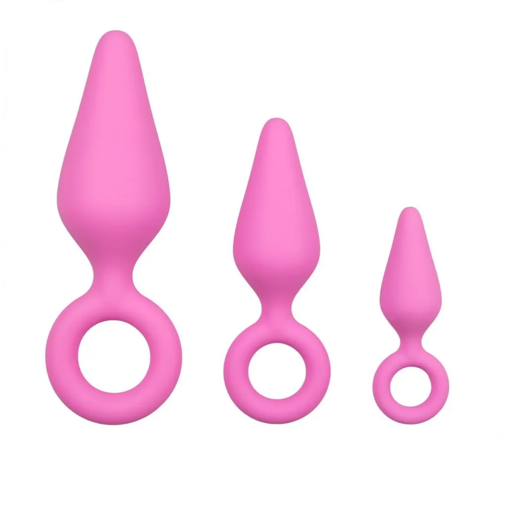 Easytoys Anal Collection - Buttplugs with Pull Ring Set Roze (3 stuks)
