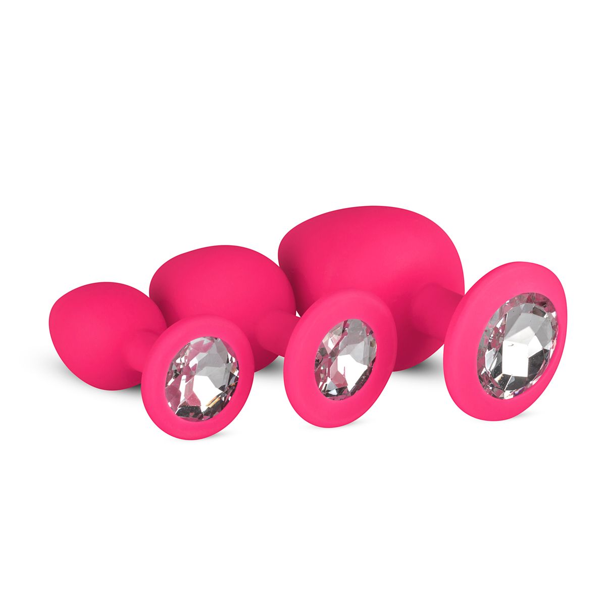 Easytoys Anal Collection - Silicone Buttplug Set with Diamond Roze (1 stuk)