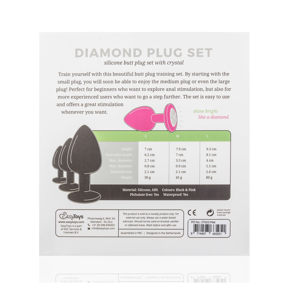 Easytoys Anal Collection - Silicone Buttplug Set with Diamond Roze (1 stuk) - image 7