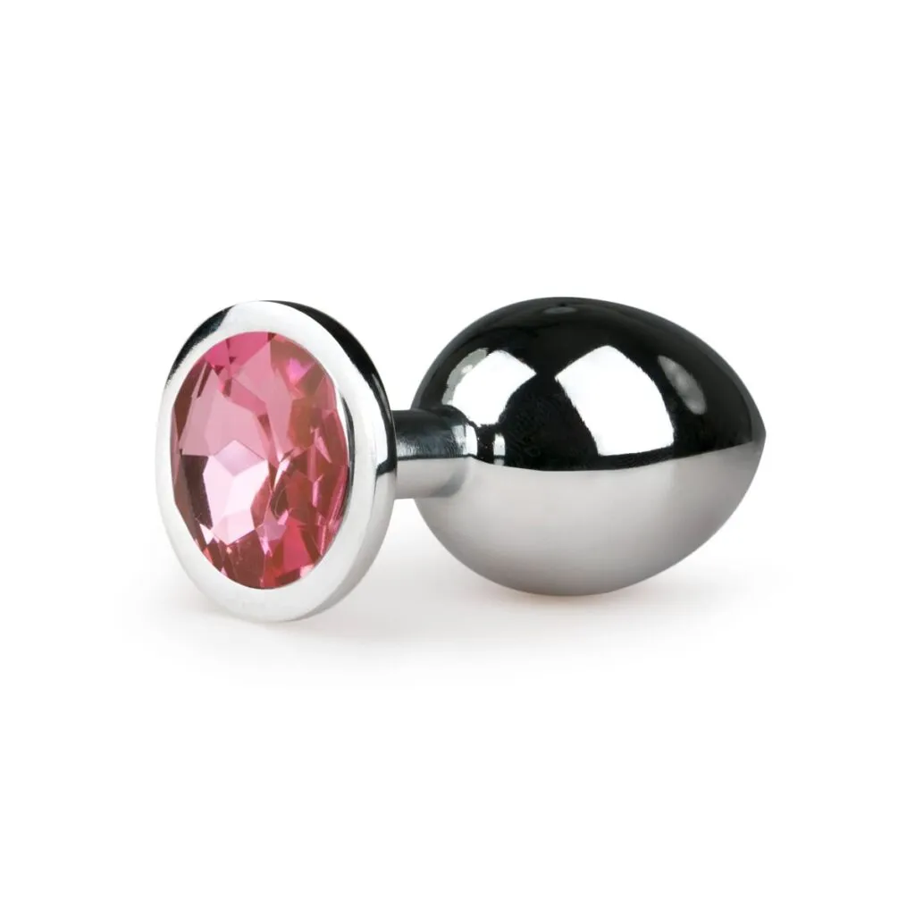 Easytoys Anal Collection - Metal Butt Plug with Pink Stone Medium Zilver (1 stuk)