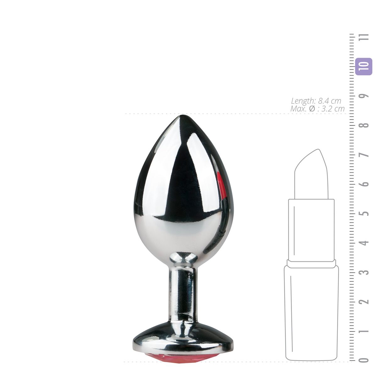 Easytoys Anal Collection - Metal Butt Plug with Pink Stone Medium Zilver (1 stuk) - image 3