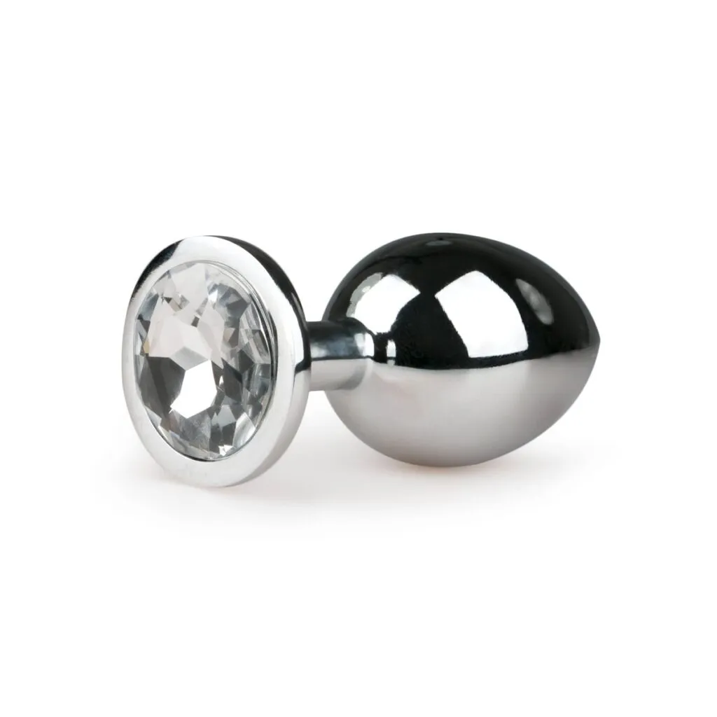 Easytoys Anal Collection - Metal Butt Plug with Pink Stone Medium Zilver (1 stuk)