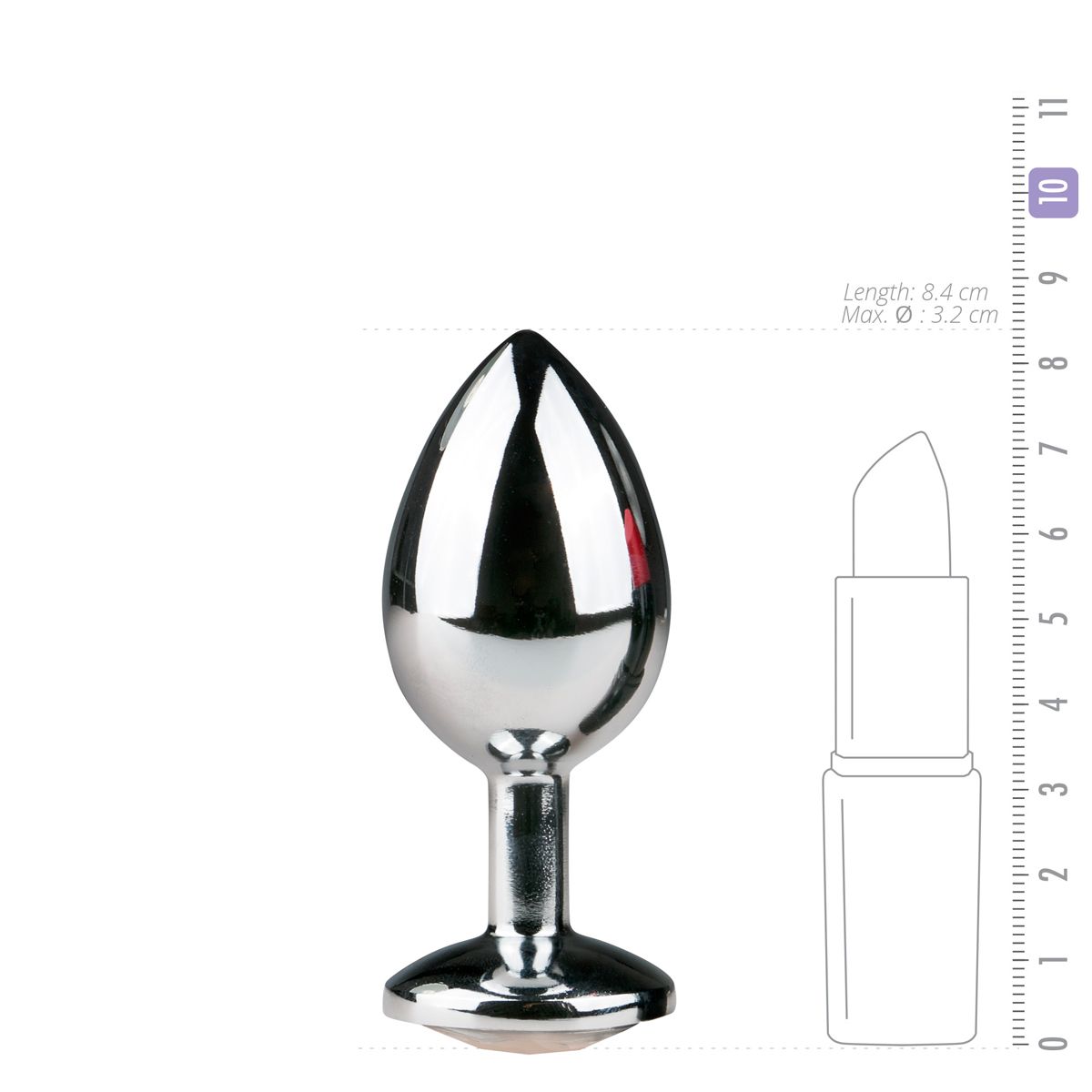 Easytoys Anal Collection - Metal Butt Plug with Pink Stone Medium Zilver (1 stuk) - image 3