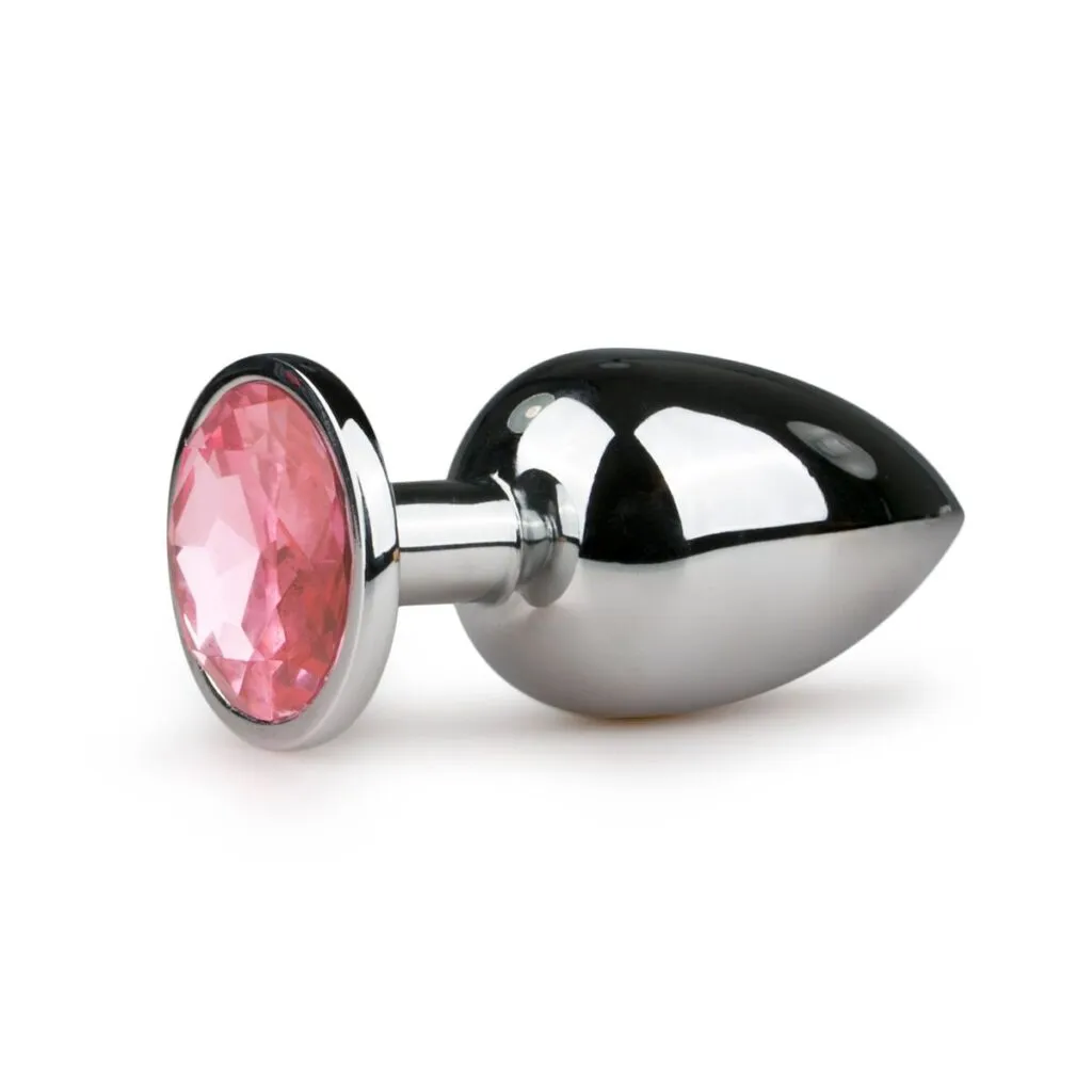 Easytoys Anal Collection - Metal Butt Plug with Pink Stone Large Zilver (1 stuk)