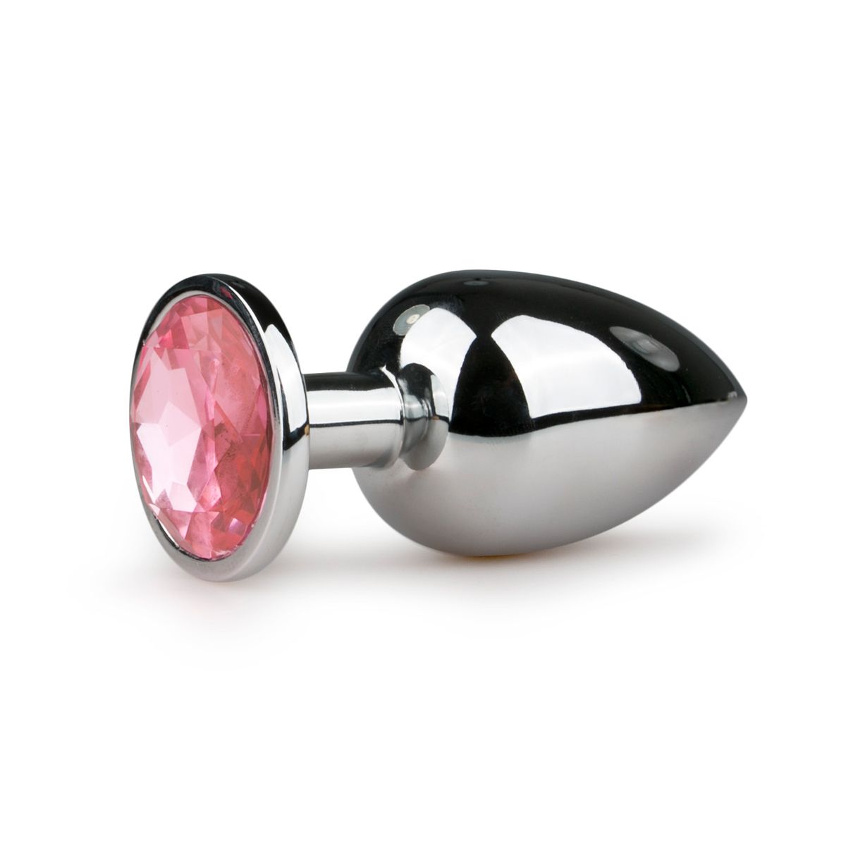 Easytoys Anal Collection - Metal Butt Plug with Pink Stone Large Zilver (1 stuk)