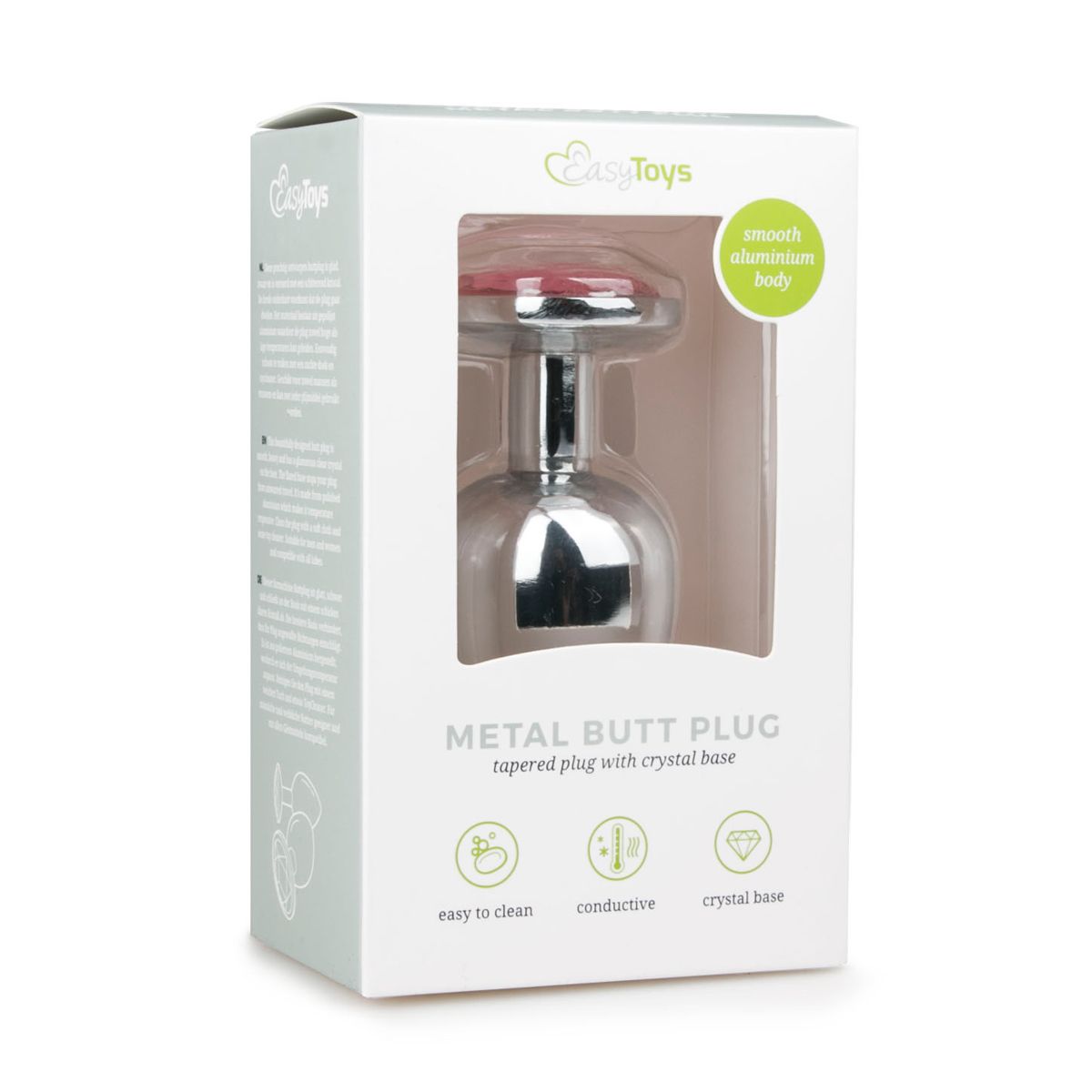 Easytoys Anal Collection - Metal Butt Plug with Pink Stone Large Zilver (1 stuk)