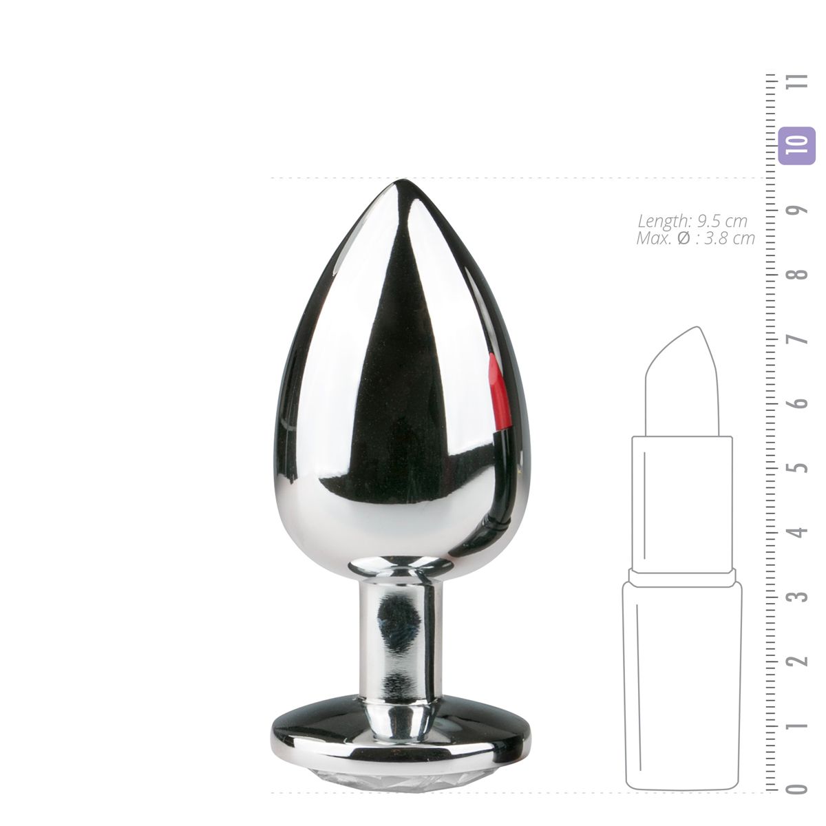 Easytoys Anal Collection - Metal Butt Plug with Pink Stone Large Zilver (1 stuk) - image 3