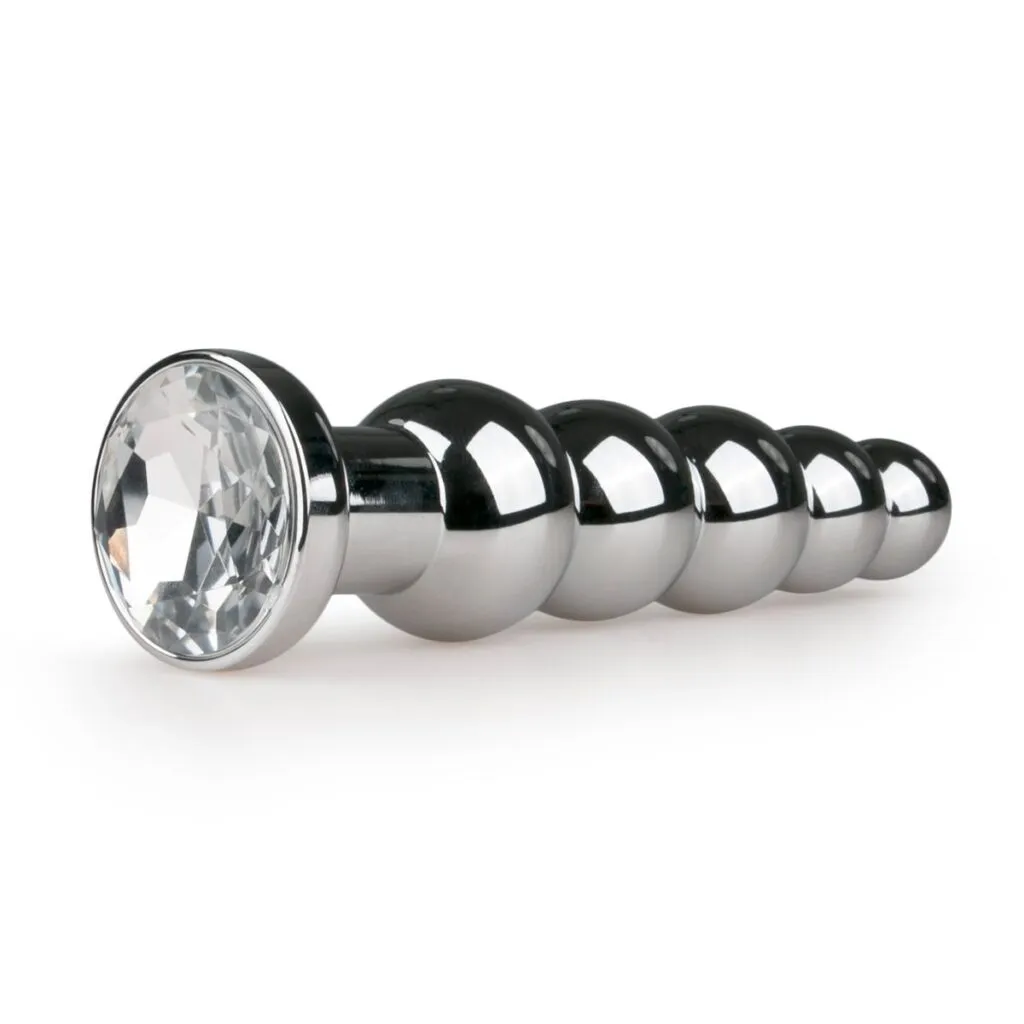 Easytoys Anal Collection - Metal Butt Plug with Clear Stone Large Zilver (1 stuk)