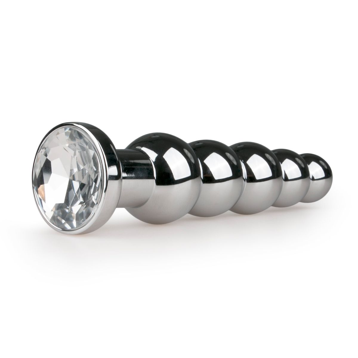 Easytoys Anal Collection - Metal Butt Plug with Clear Stone Large Zilver (1 stuk)