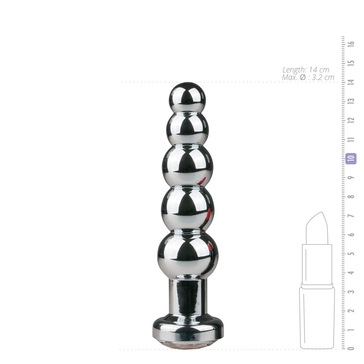 Easytoys Anal Collection - Metal Butt Plug with Clear Stone Large Zilver (1 stuk) - image 3