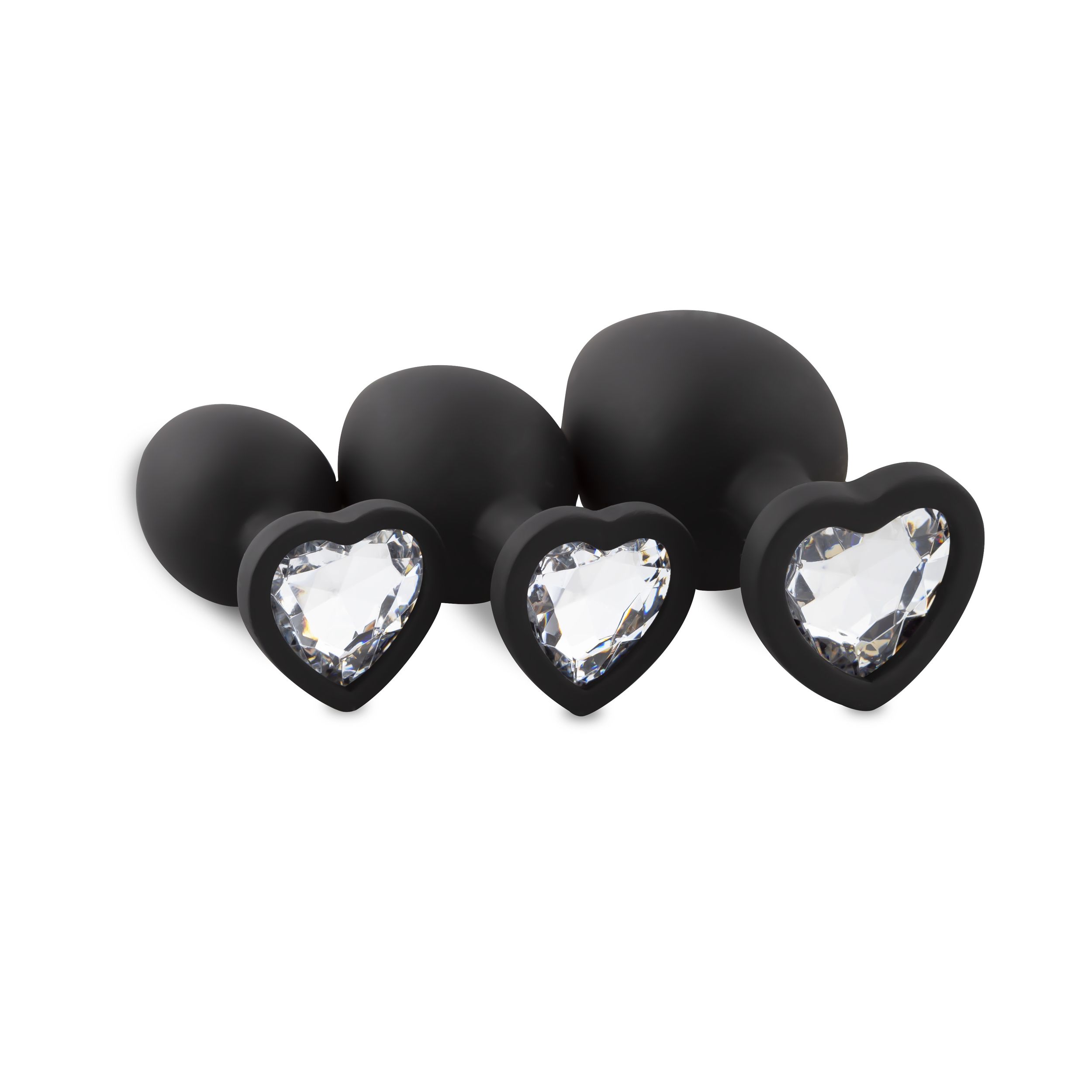 Easytoys Anal Collection - Silicone Buttplug Set with Heart Diamond Zwart (1 stuk)
