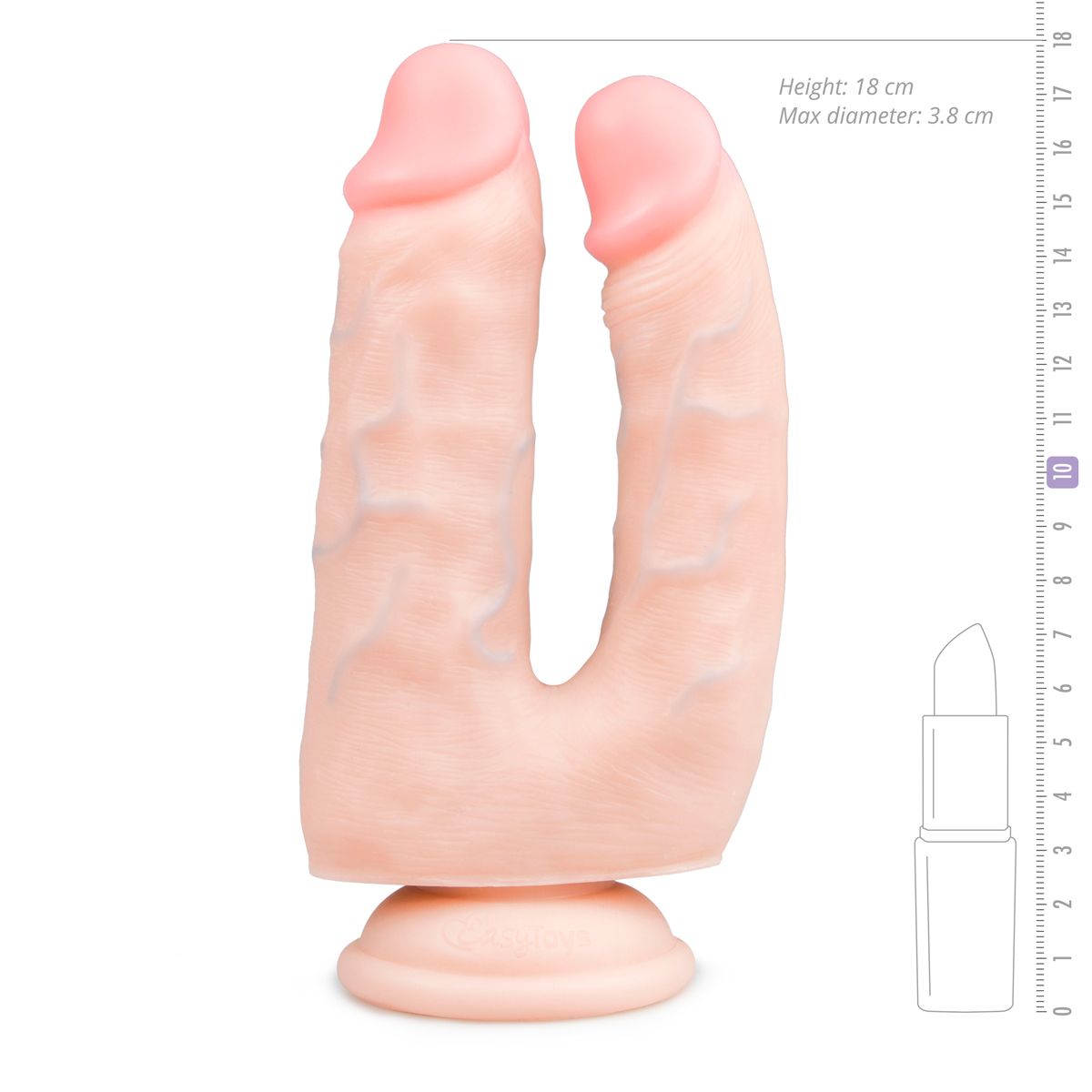 Easytoys Dildo Collection - Realistic Double Dildo with Suction Cup 18 cm Beige (1 stuk) - image 4