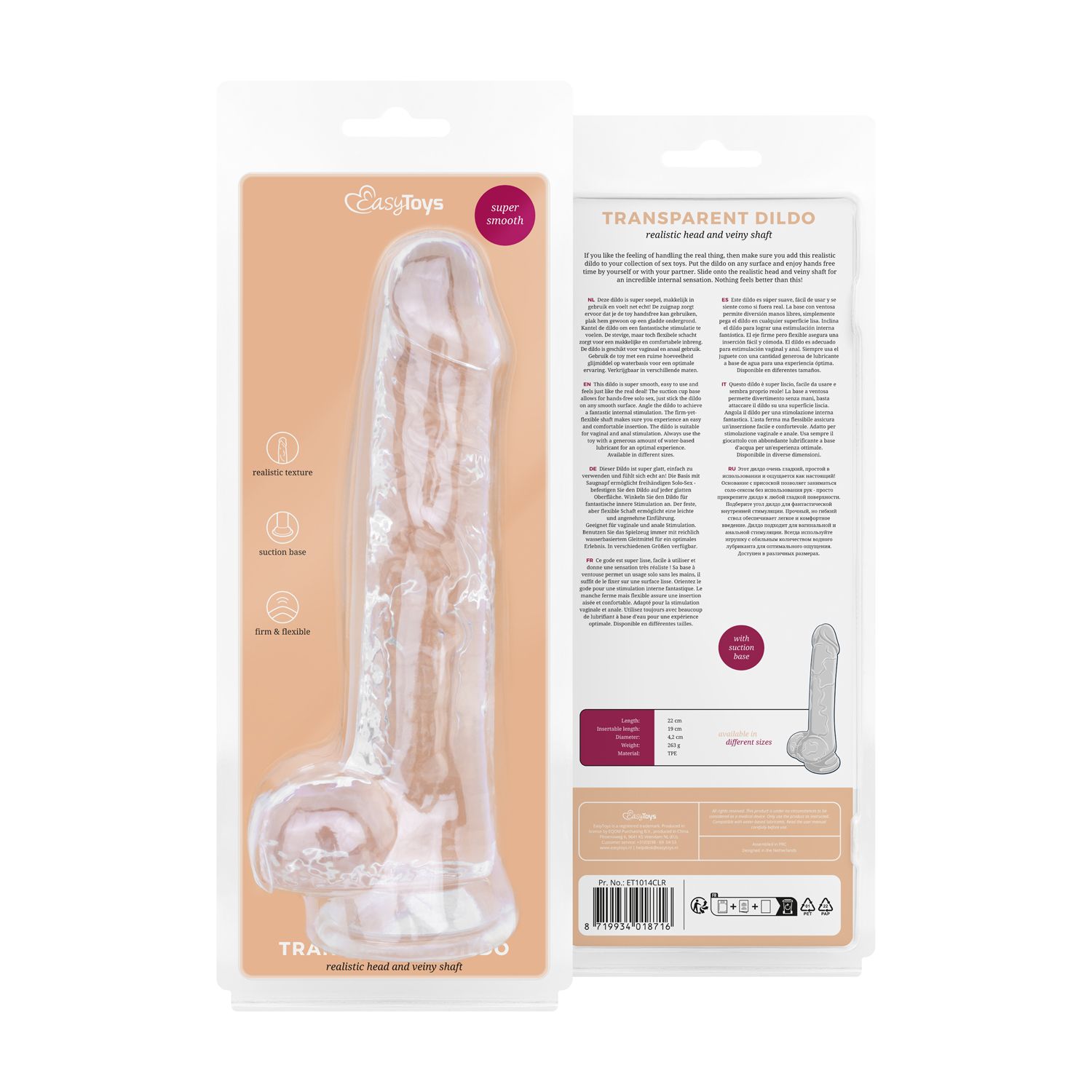 Easytoys Dildo Collection - Jelly Dildo with Balls 19 cm Transparant (1 stuk) - image 10