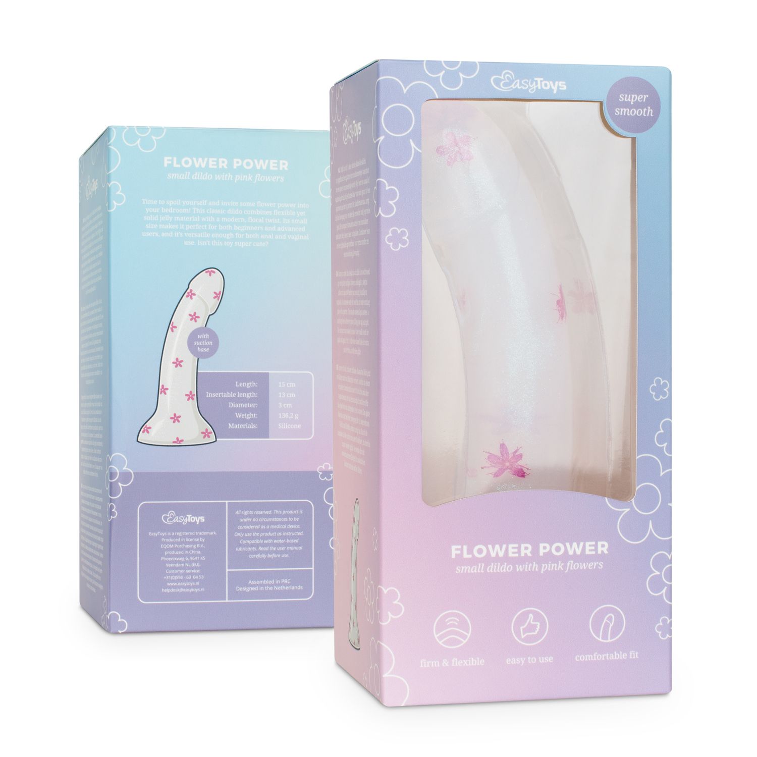 EasyToys Dildo Collection - Flower Power Dildo Small Roze, Wit (1 stuk) - image 6