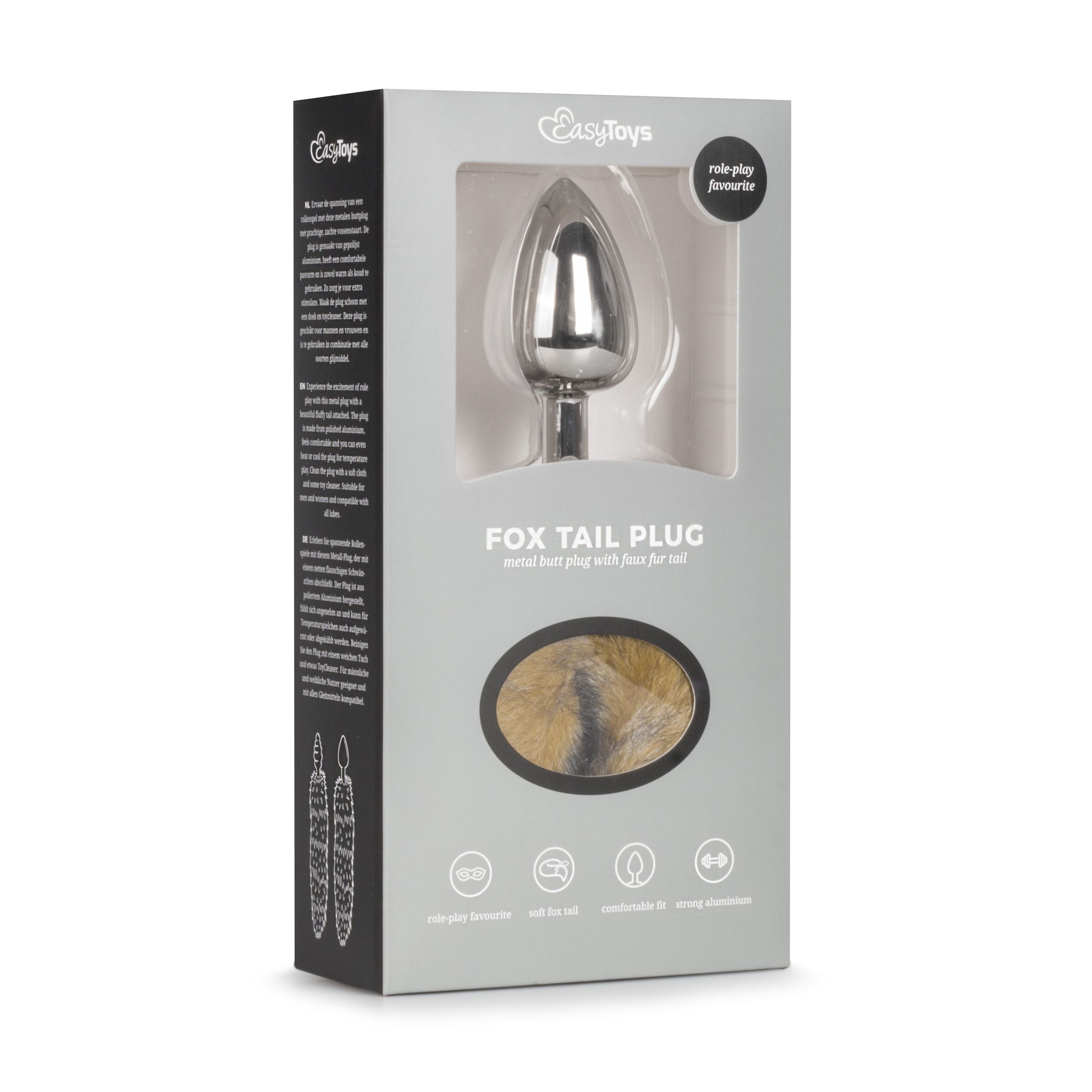 Easytoys Fetish Collection - Brown Fox Tail Plug M Zilver (1 stuk) - image 4