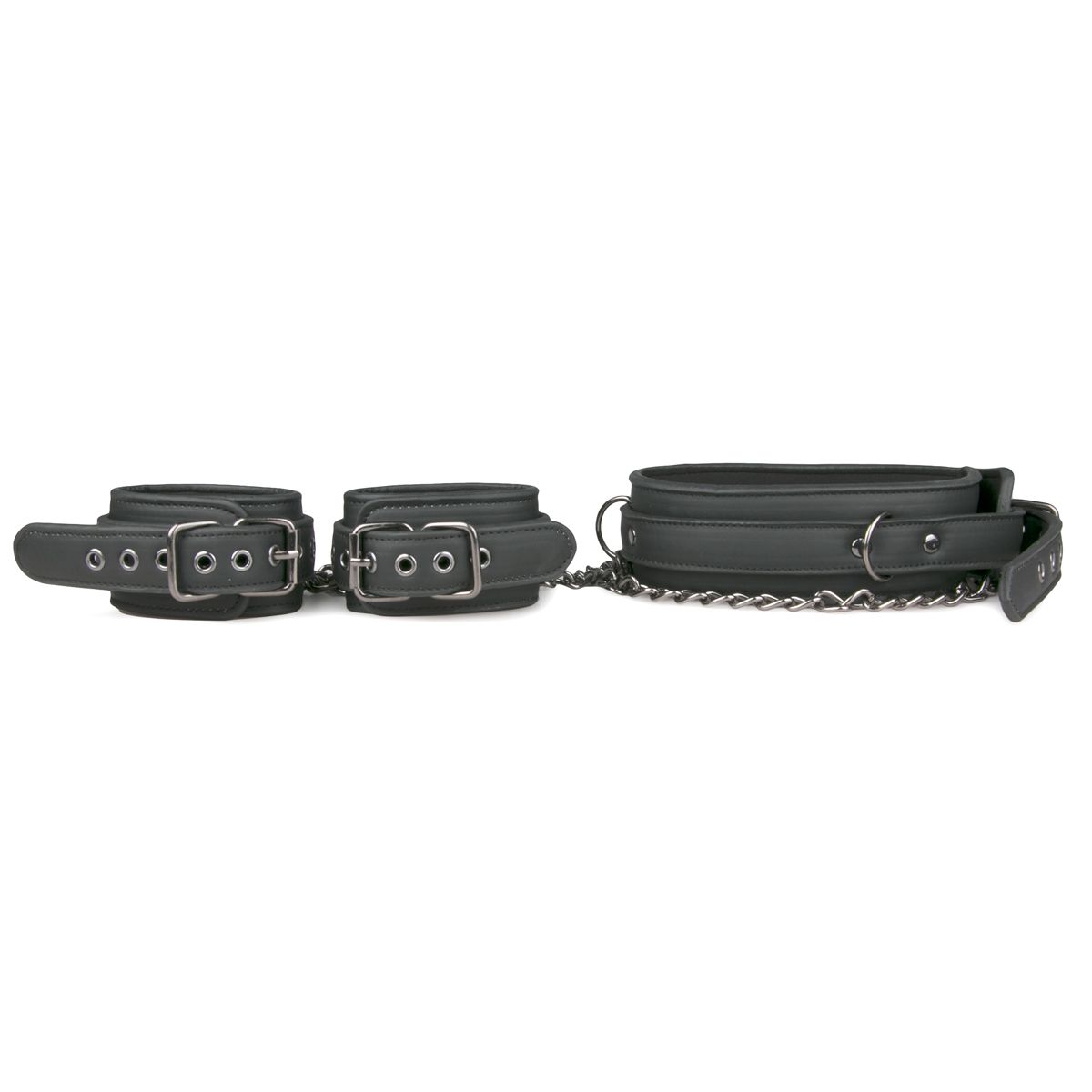 Easytoys Fetish Collection - Leather Collar with Hand Cuffs Zwart (1 stuk) - image 2
