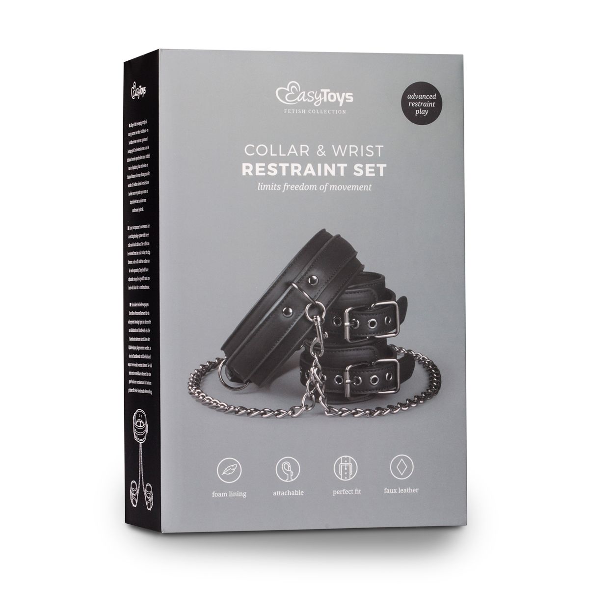 Easytoys Fetish Collection - Leather Collar with Hand Cuffs Zwart (1 stuk) - image 4