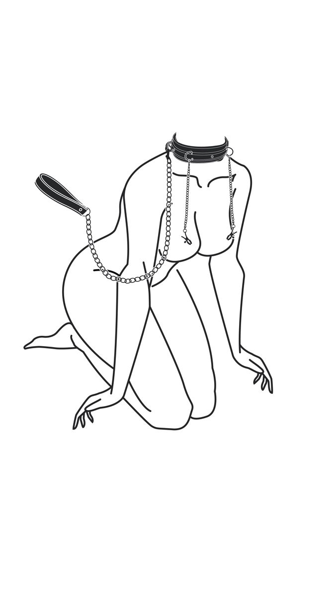 Easytoys Fetish Collection - Leather Collar with Nipple Chains Zwart (1 stuk)