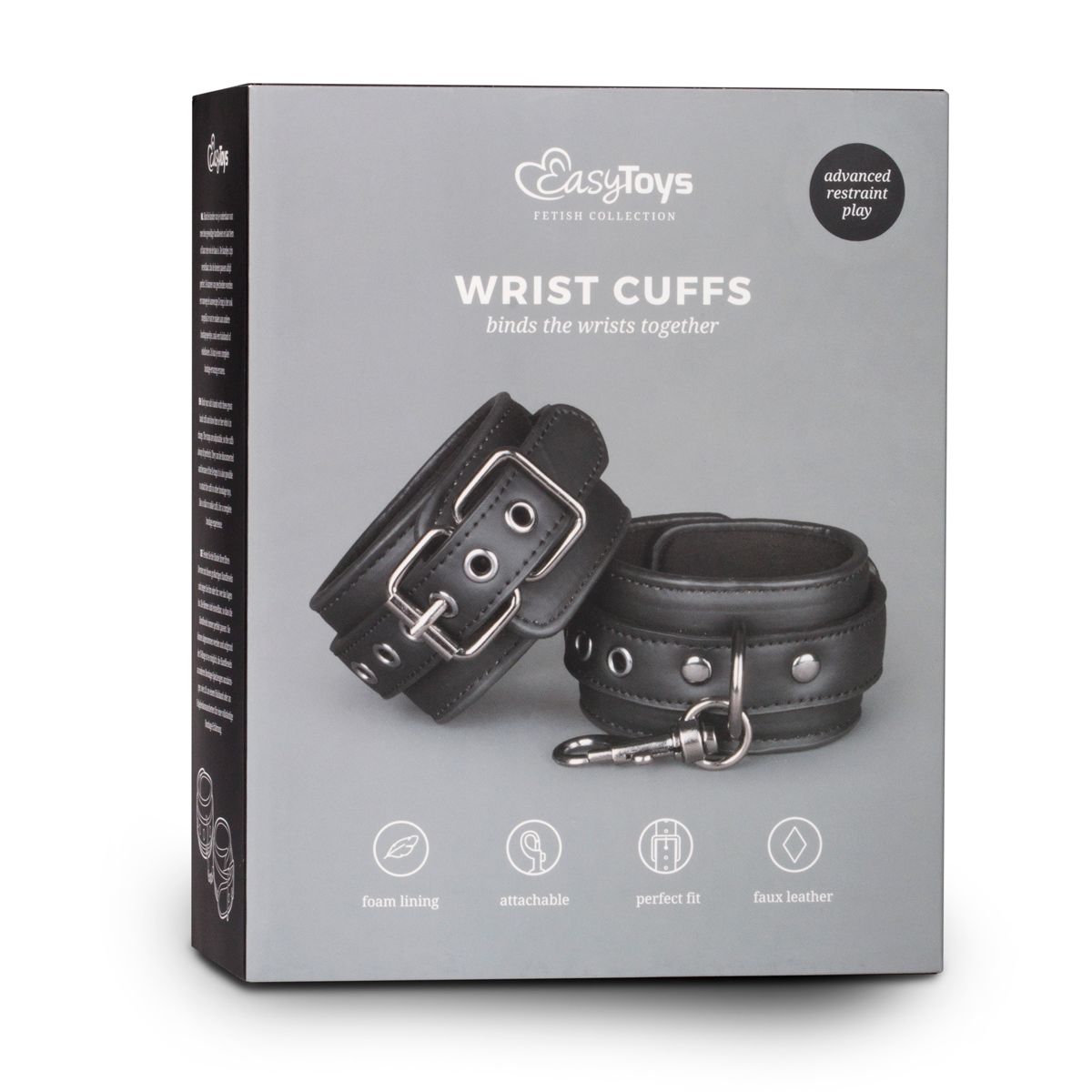 Easytoys Fetish Collection - Faux Leather Handcuffs Zwart (1 stuk) - image 6