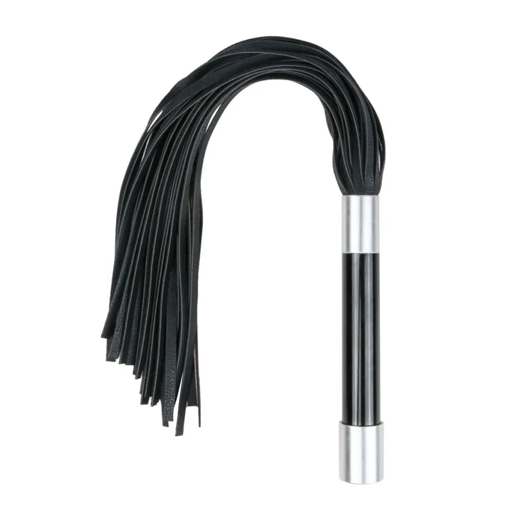 Easytoys Fetish Collection - Long Flogger with Metal Grip Zwart (1 stuk)