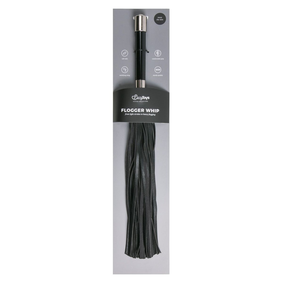 Easytoys Fetish Collection - Long Flogger with Metal Grip Zwart (1 stuk)