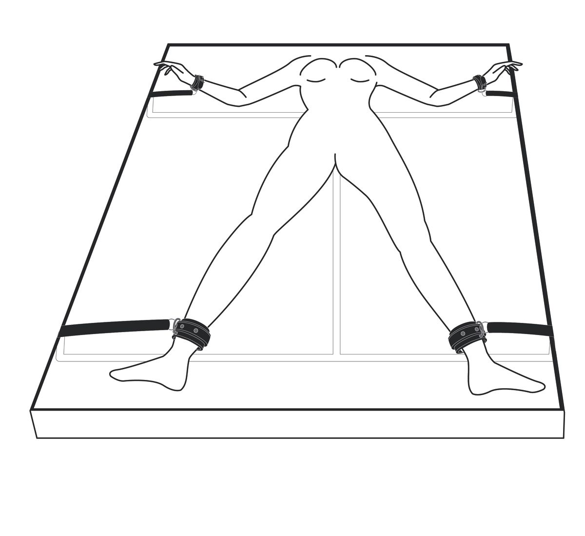 Easytoys Fetish Collection - Under Mattress Restraint Set Zwart (1 stuk)