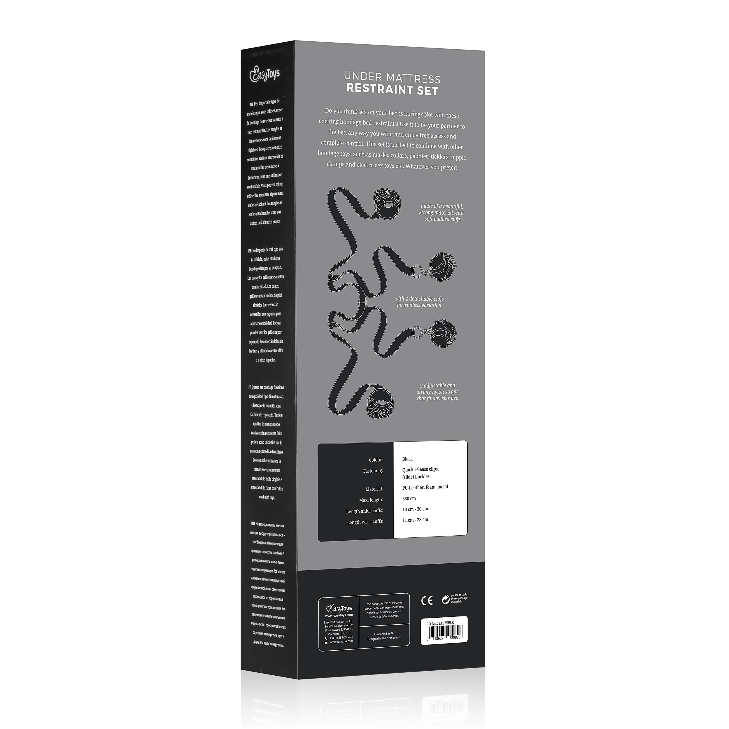 Easytoys Fetish Collection - Under Mattress Restraint Set Zwart (1 stuk) - image 7