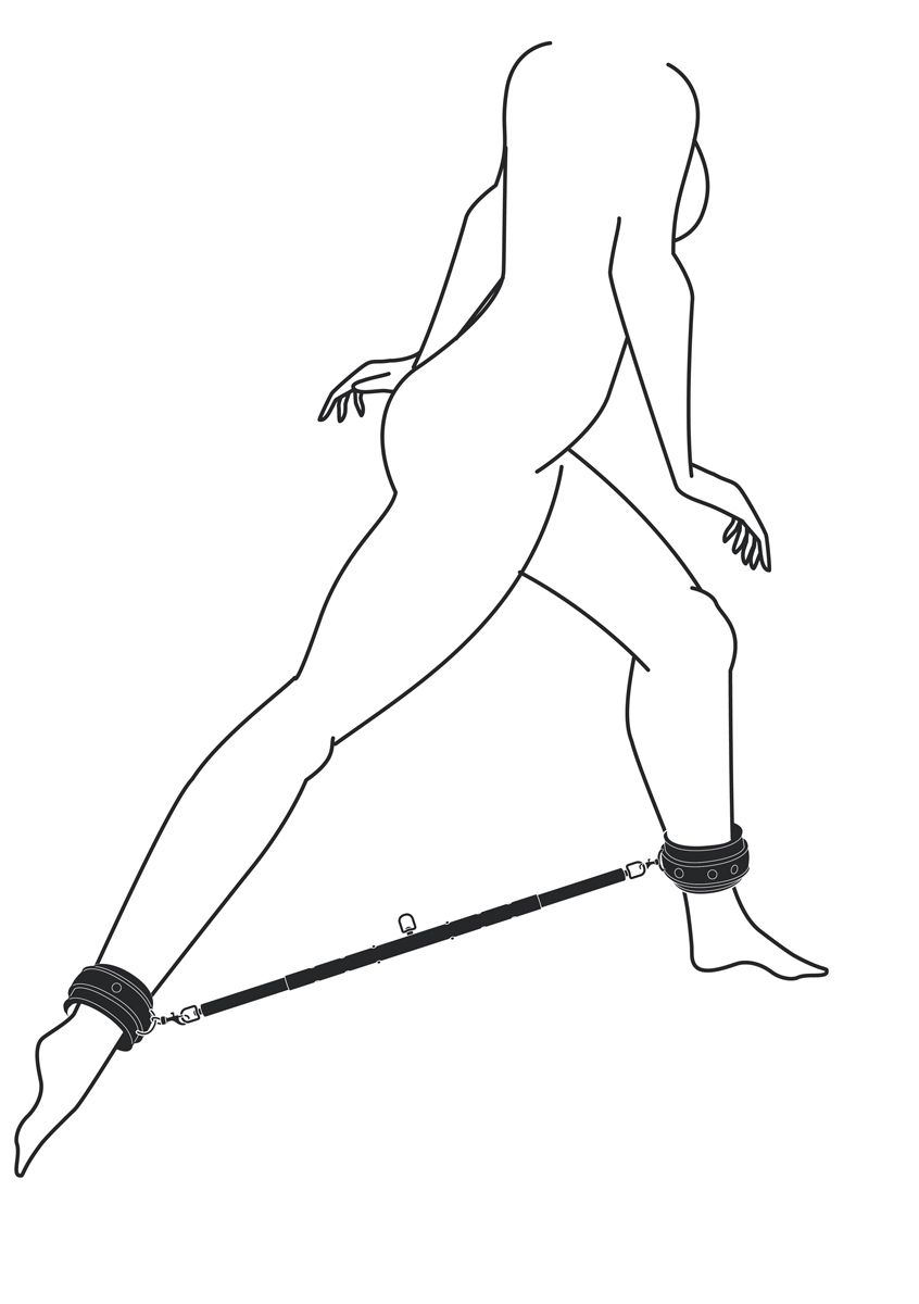 Easytoys Fetish Collection - Expander Spreader Bar and Cuffs Set Zwart (1 stuk) - image 2