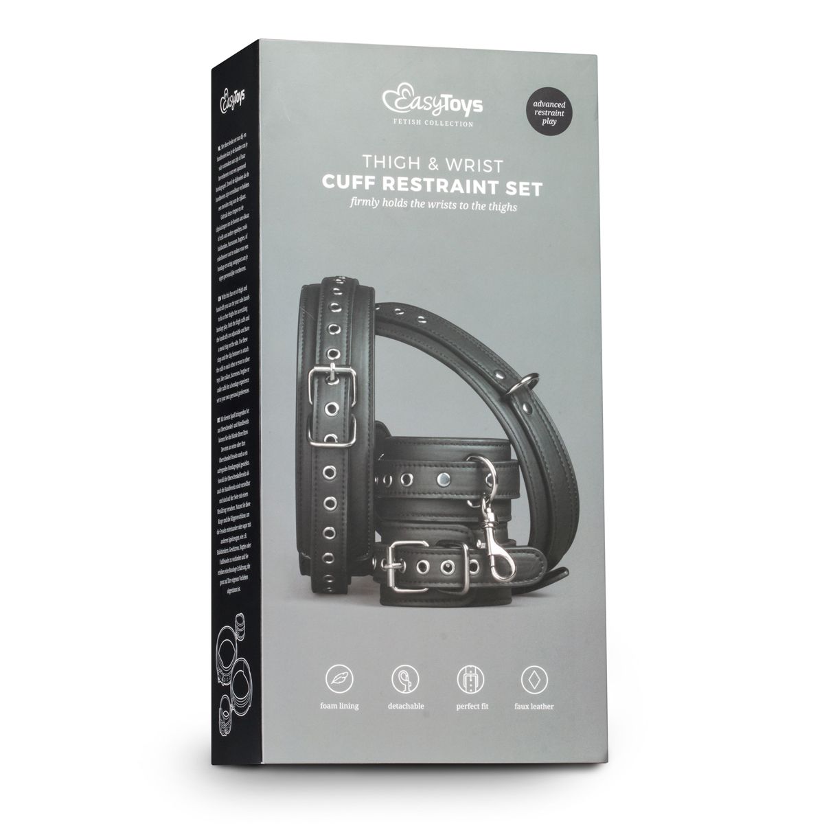 Easytoys Fetish Collection - Thigh and Wrist Cuff Set Zwart (1 stuk) - image 6